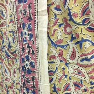 Cotton hand block Kalamkari kurta fabric and dupatta