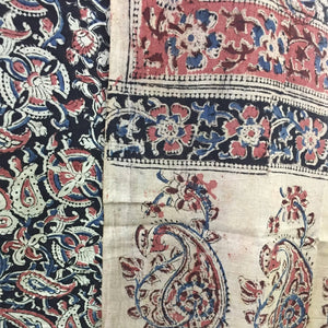 Cotton hand block Kalamkari kurta fabric and dupatta