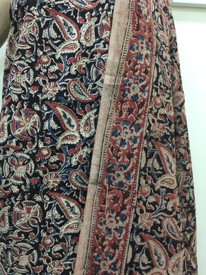 Cotton hand block Kalamkari kurta fabric and dupatta