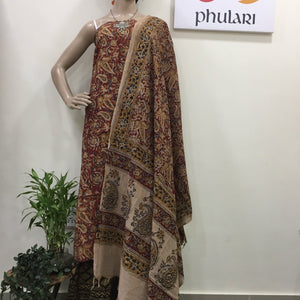 Cotton hand block Kalamkari kurta fabric and dupatta