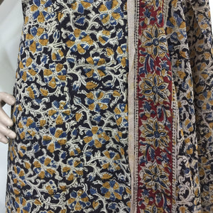 Cotton hand block Kalamkari kurta fabric and dupatta