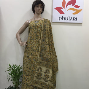 Cotton hand block Kalamkari kurta fabric and dupatta