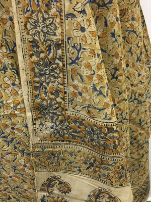 Cotton hand block Kalamkari kurta fabric and dupatta