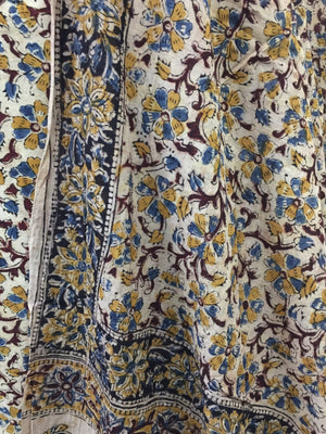 Cotton hand block Kalamkari kurta fabric and dupatta