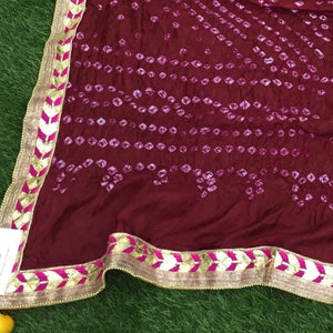Art Silk Bandhani With Gotapatti Border