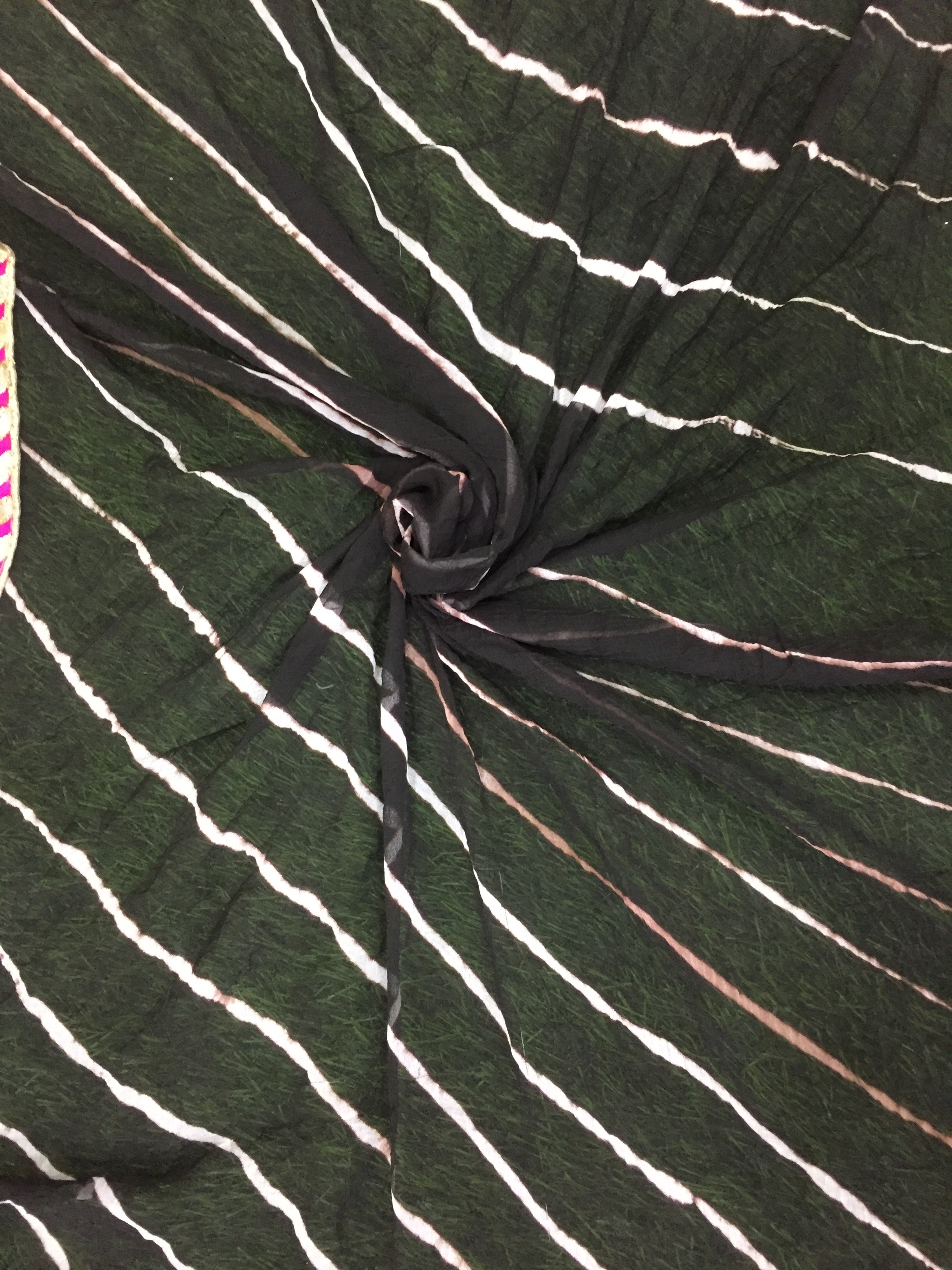 Chiffon Leheriya With Gotpatti Border - Black