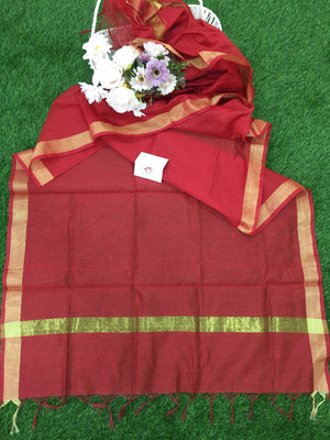 Cotton Silk Dupatta With Zari Border
