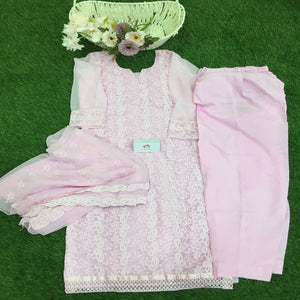 Georgette Chikan Embroidered Salwar Suit Fabric