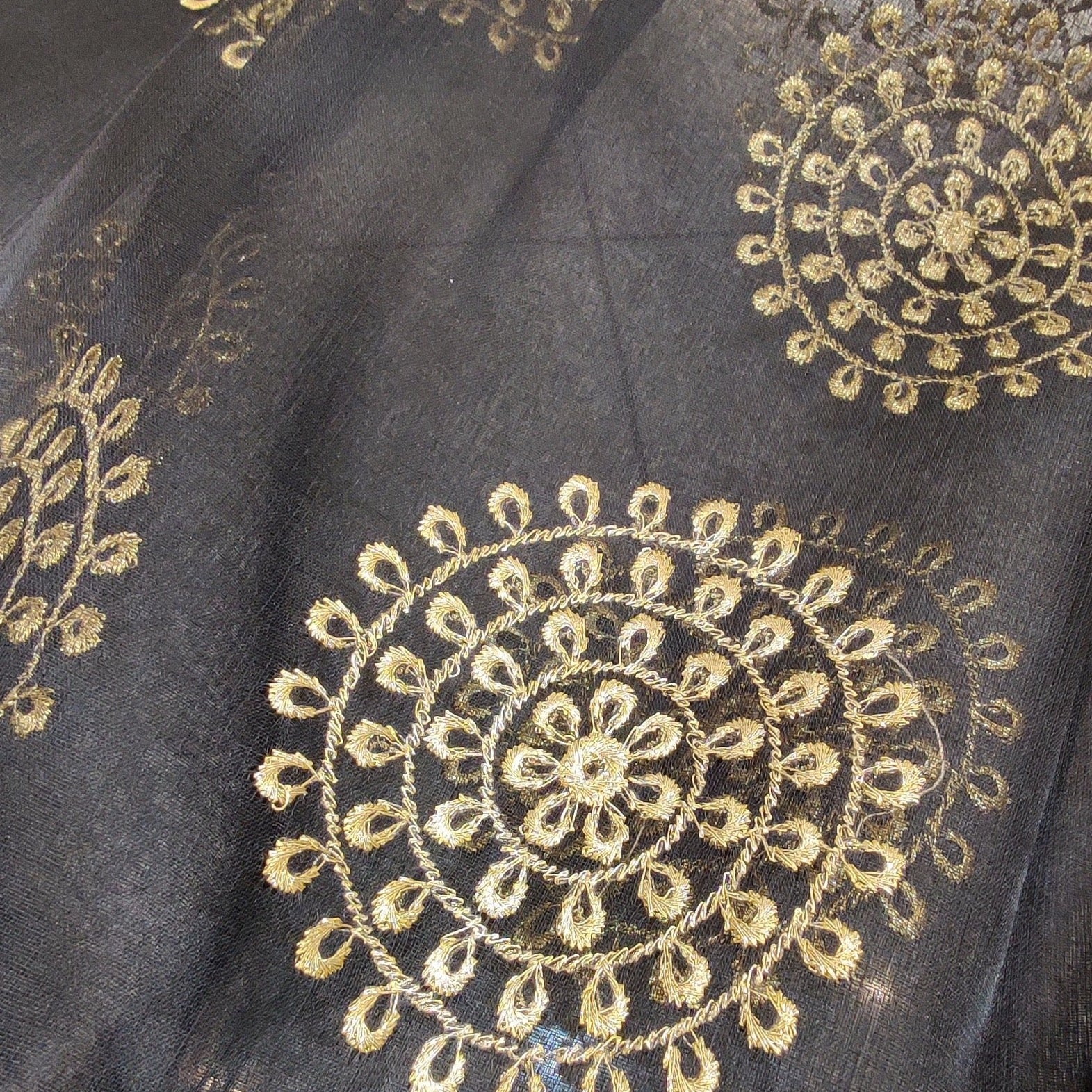 Organza Embroidered Dupatta- Black