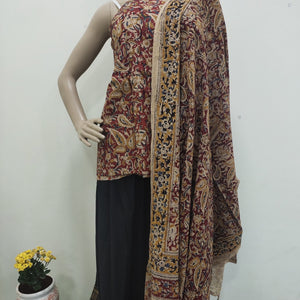 Cotton hand block kalamkari dupatta
