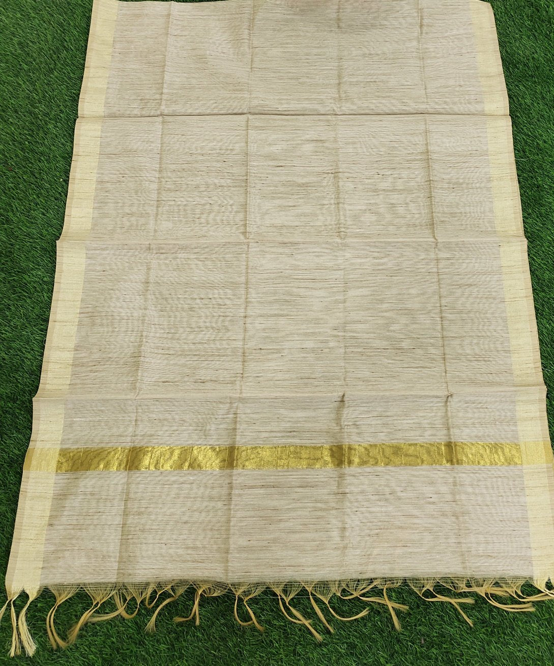 Handloom cotton silk with zari border dupatta