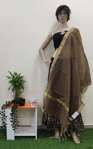 Cotton Silk Dupatta With Zari Border