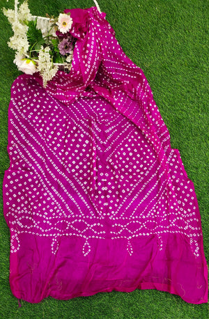 Art Silk Bandhani Dupatta - Pink