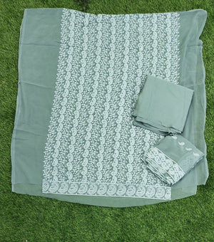 Georgette Chikan Embroidered Salwar Suit Fabric