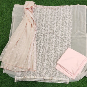 Georgette Chikan Embroidered Salwar Suit Fabric