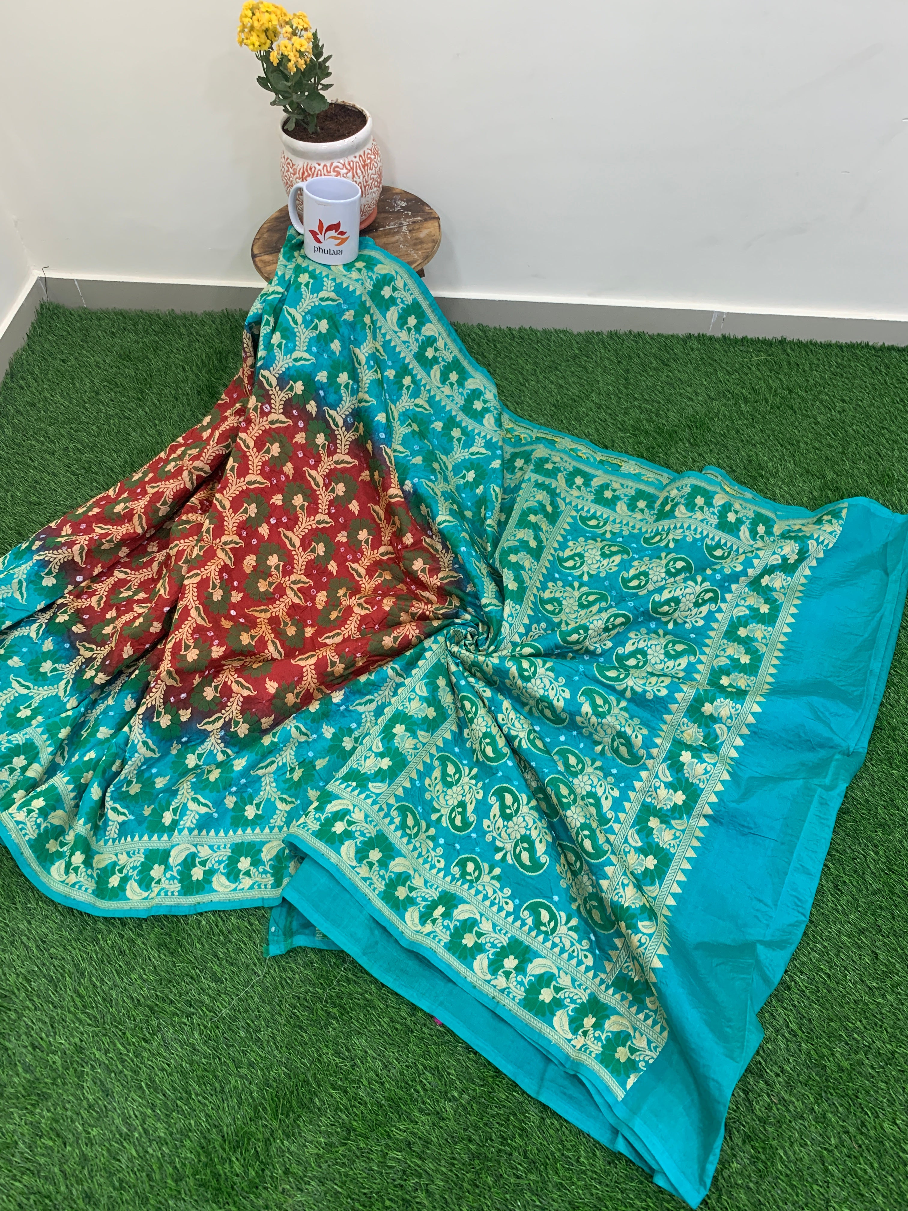 Dupion silk Banarasi-Bandhani saree