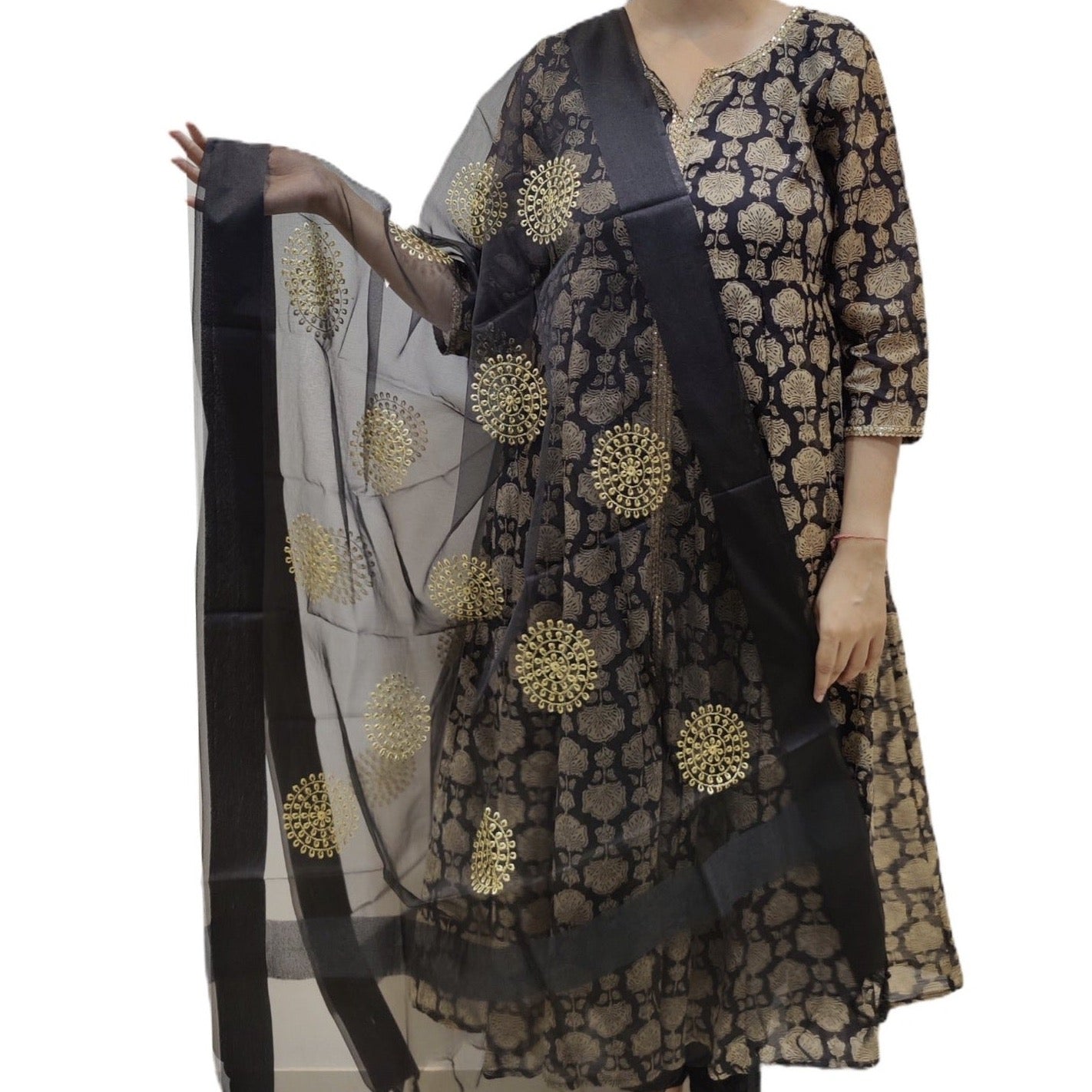 Organza Embroidered Dupatta- Black