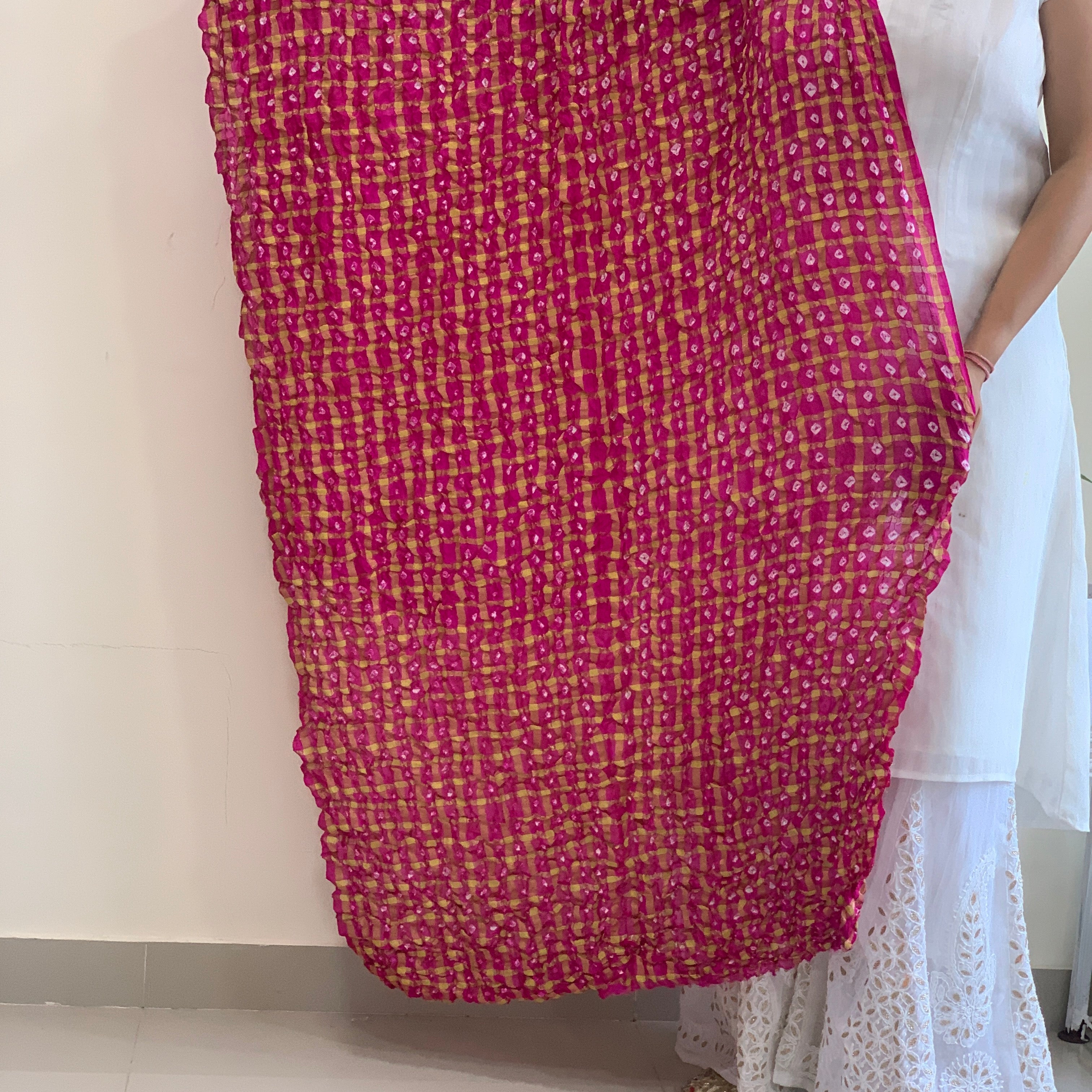 ghatchola check dupatta pink