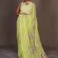 Georgette Light Chikankari Saree With Net work on Pallu- yellow