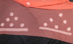 Georgette Light Chikankari Saree - Peach