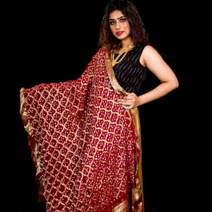 Pure Georgette Bandhani Gahrchola Dupatta