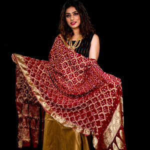 Pure Georgette Bandhani Gahrchola Dupatta