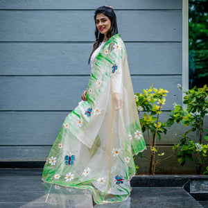 Organza Hand-painted Dupatta