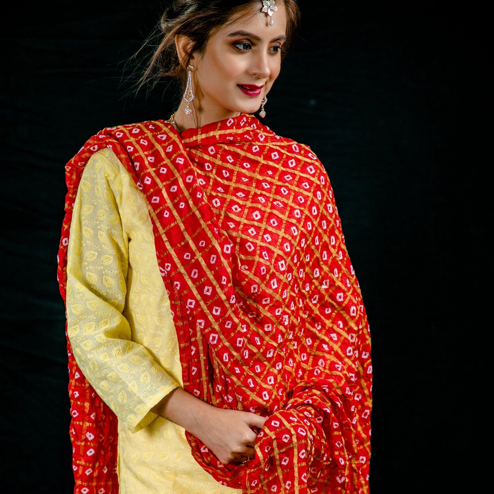 Silk Bandhani Ghatchola Checks Dupatta