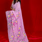 Georgette Hand-Painted Saree - Robin - Light Pink