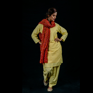 bandhani ghatchola check dupatta red