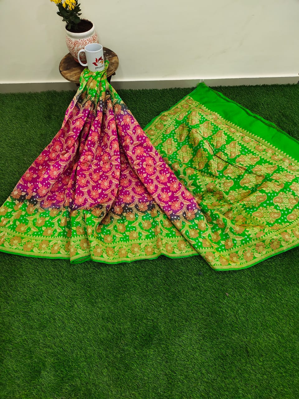 Banarasi- Bandhani Dupion Silk Saree