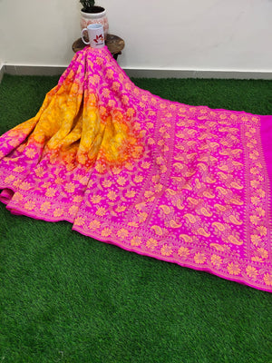 Banarasi- Bandhani Dupion Silk Saree