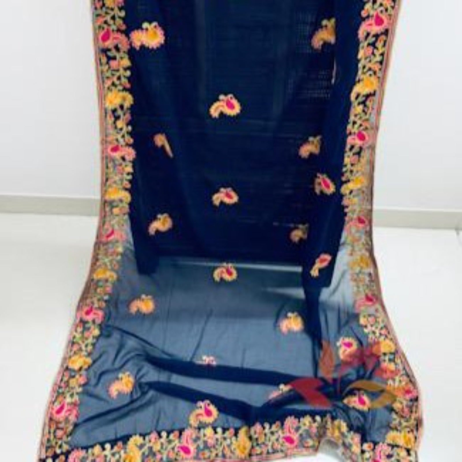 Georgette Kashmiri Embroidered Ari Work Dupatta - Various Colors