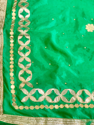 Gota Patti Work Art Silk Dupatta - Teal - Phulari