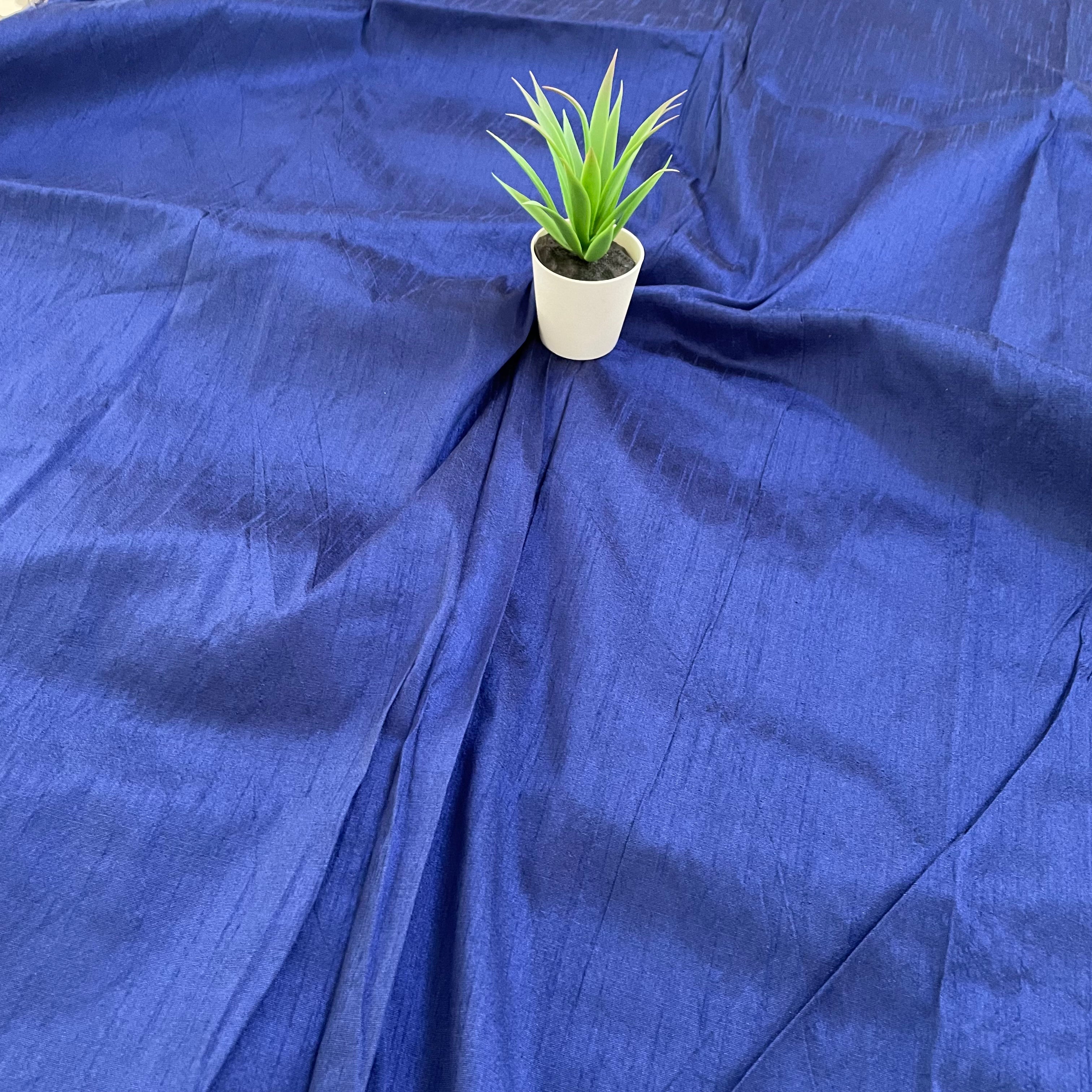 Dupion Silk Unstitched fabric - Navy Blue