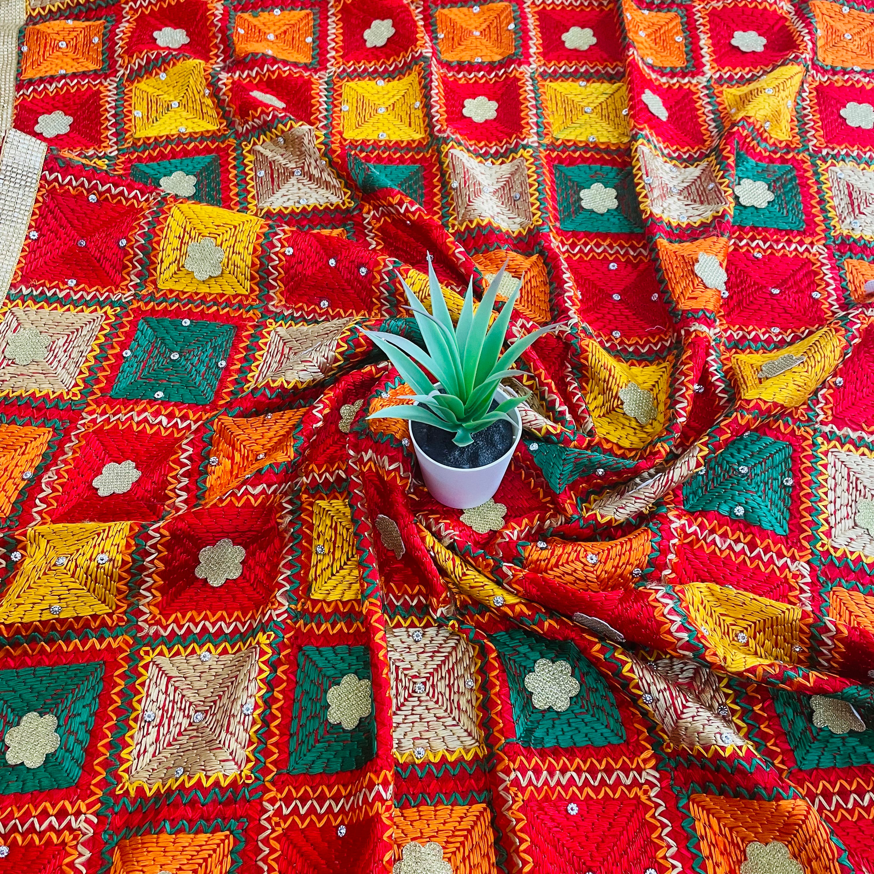 Phulakri Bagh Chinnon Red Dupatta