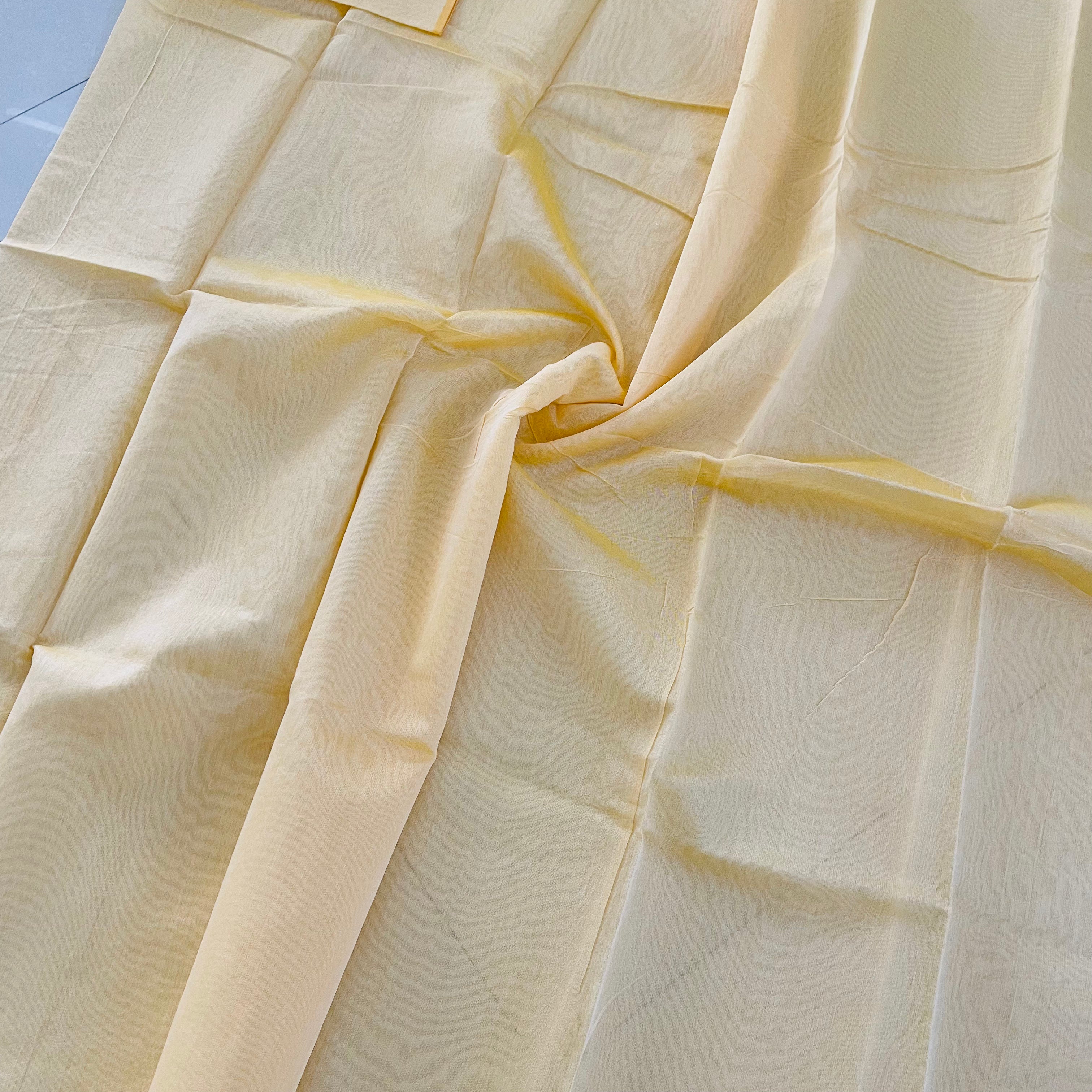 Unstitched Chanderi Cotton kurta Fabric- Light Yellow