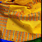 Bangladeshi Tant Saree Embroidery Foil Mirror Work - Yellow Blue - Phulari 