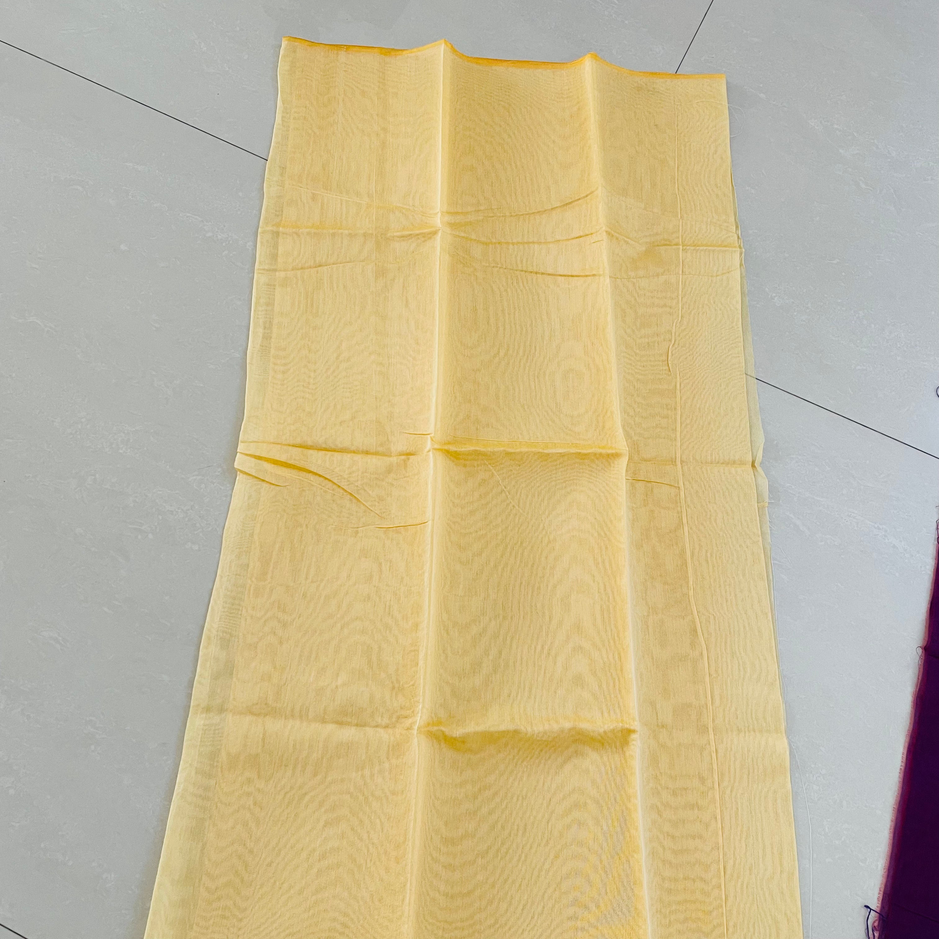 Unstitched Chanderi Cotton kurta Fabric- Light Yellow