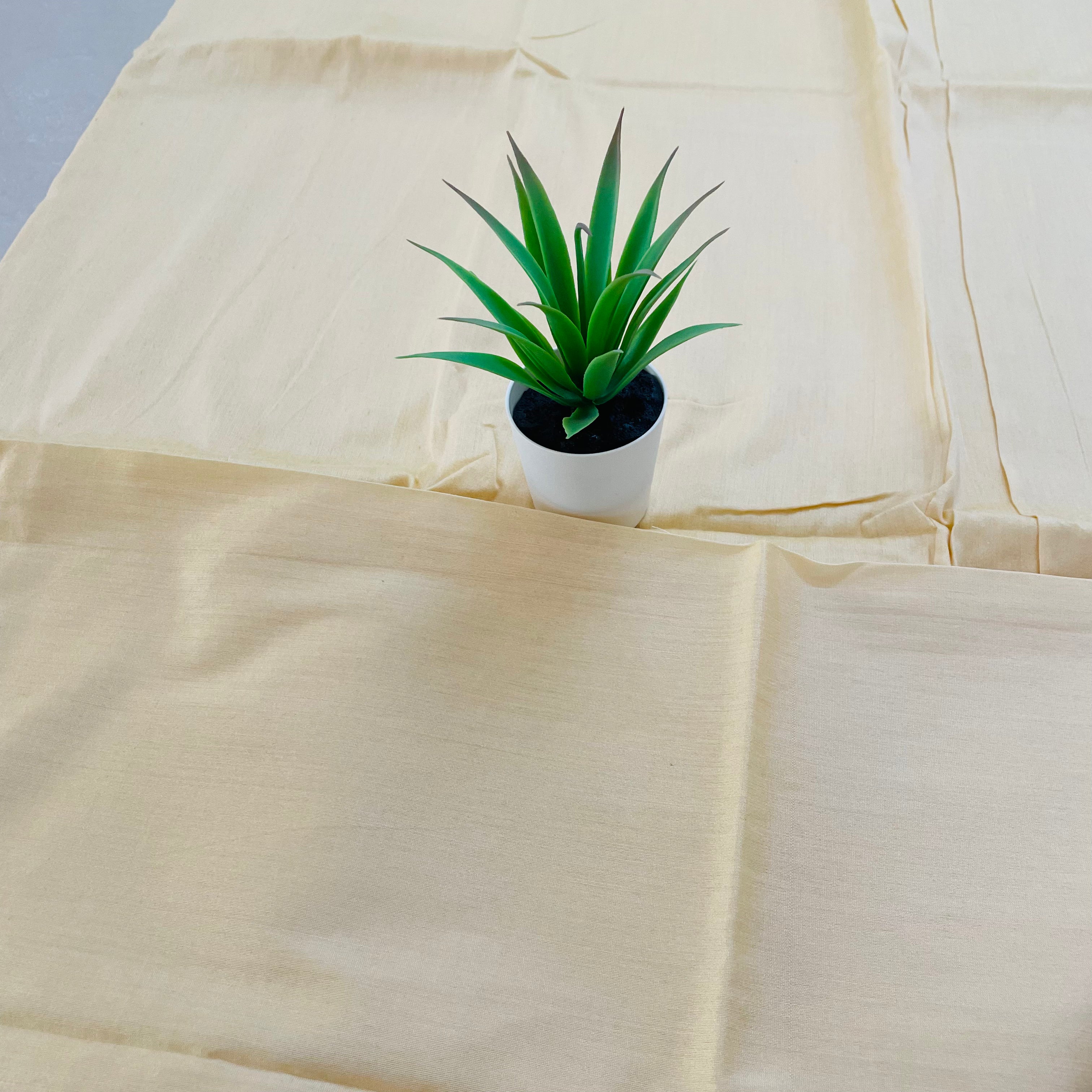 Unstitched Cotton Silk kurta Fabric- Light Yellow/ Cream