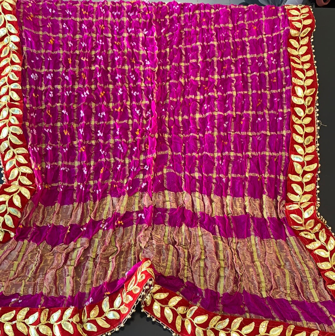 Art silk Gharchola Check  Bandhani Dupatta - Various Colours