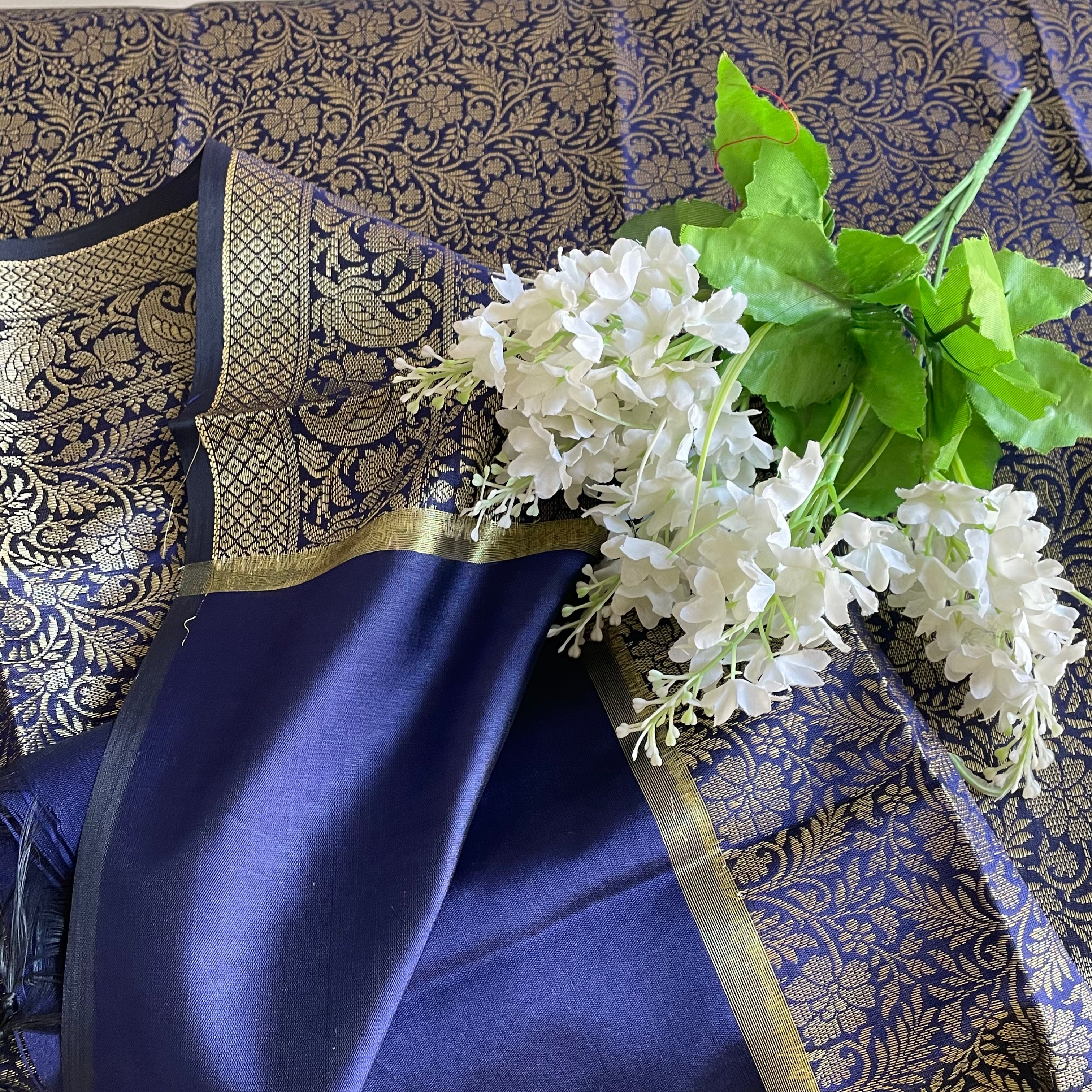 Tanchoi Silk Jari Dupatta - Green and Gold ( Various Colours available )