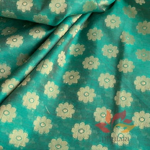 Banarasi Cotton Silk Dupatta With Flower Butti - Green - Phulari