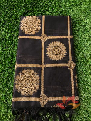 Banarasi Cotton Silk Dupatta Checks - Black - Phulari