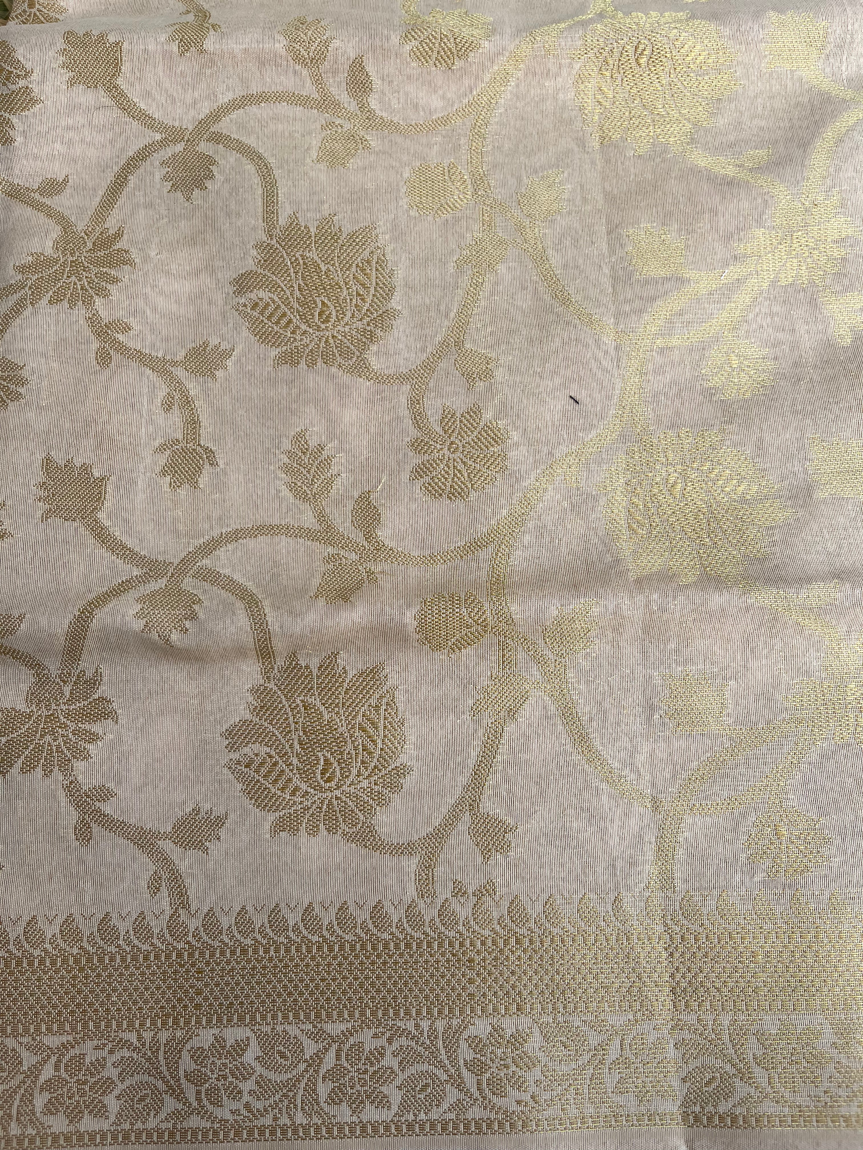 Banarasi Cotton Silk Dupatta With Floral Jaal In Zari - Beige Gold