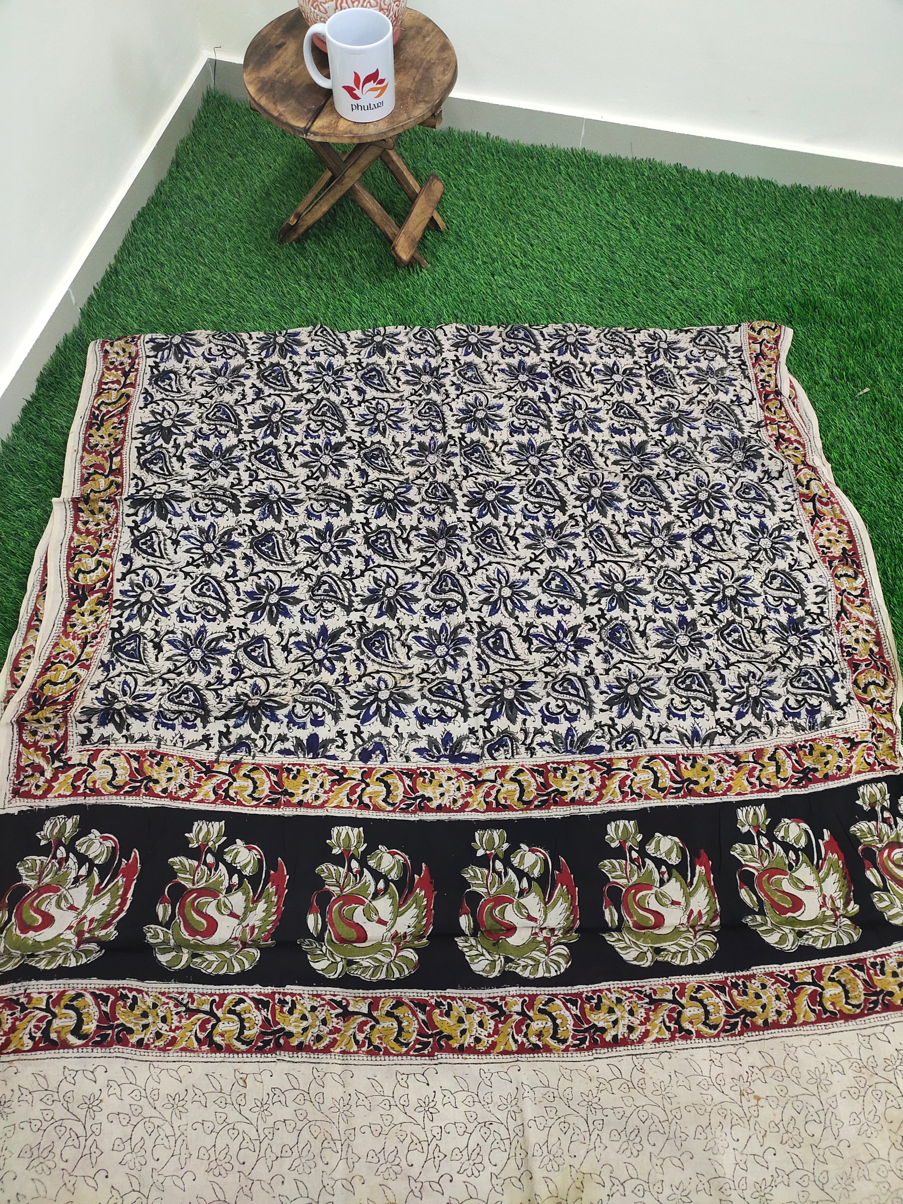 Chennur silk hand-block kalamkari dupatta