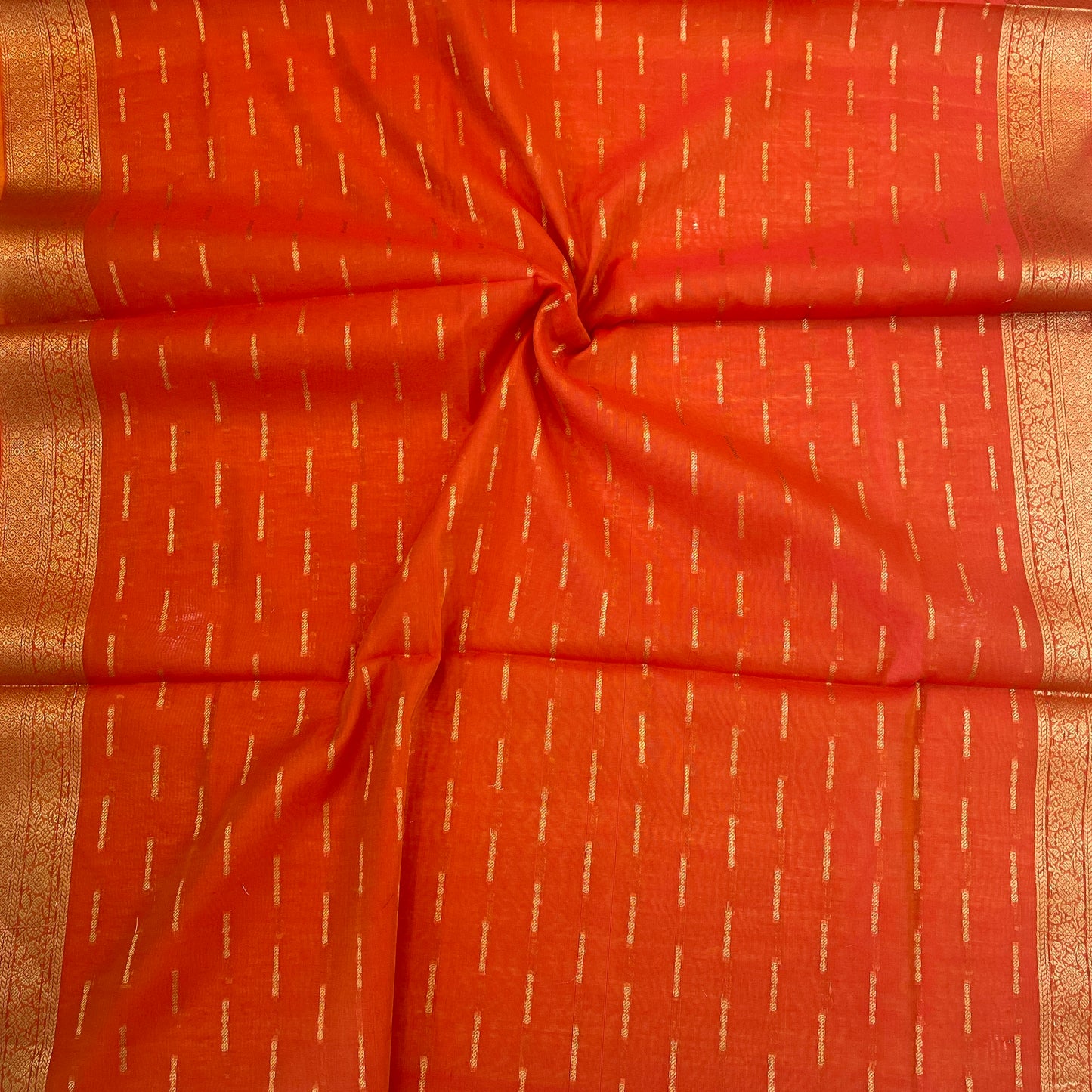 Banarasi Cotton Silk Unstitched Suit Material - Orange