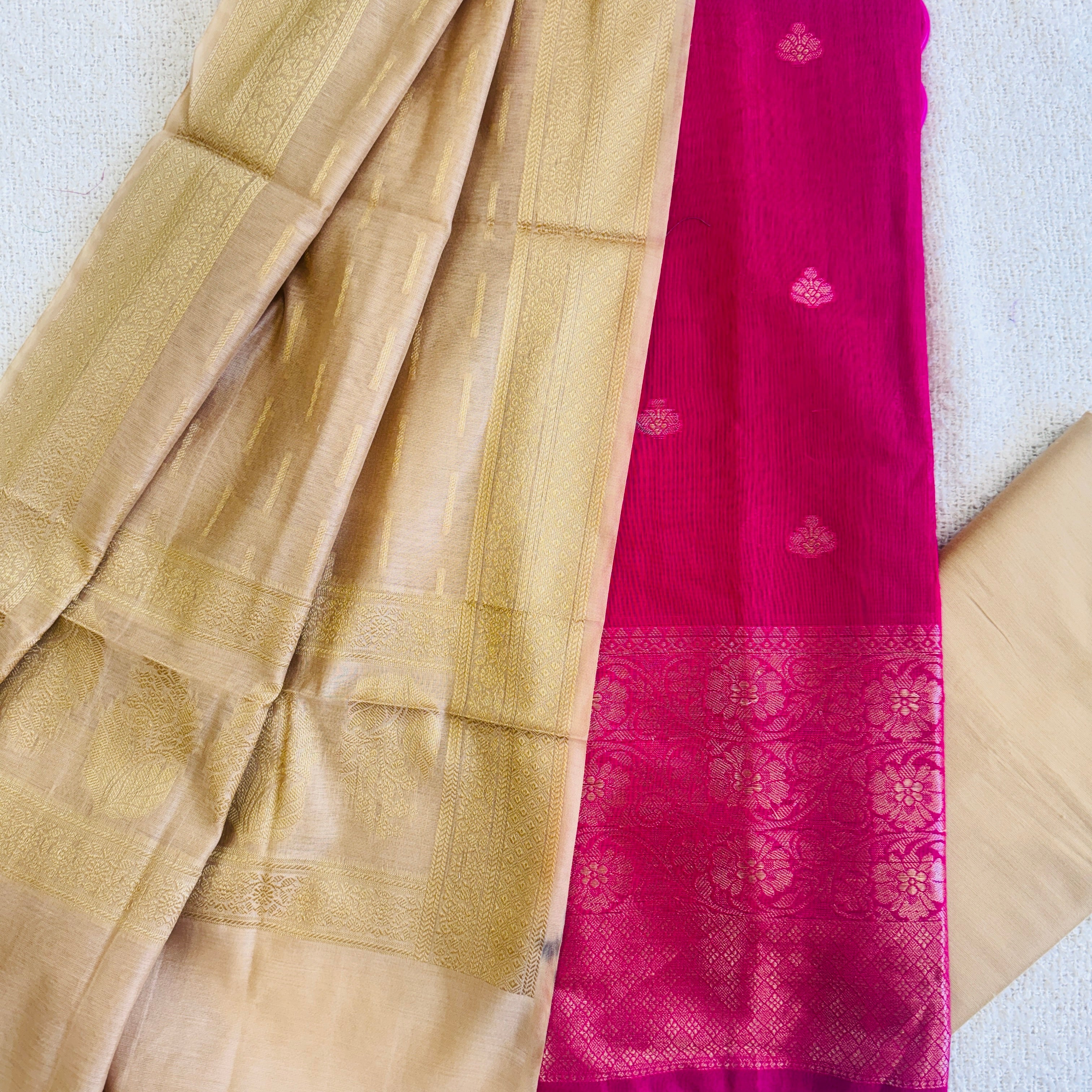 Banarasi Cotton Silk Unstitched Suit Material