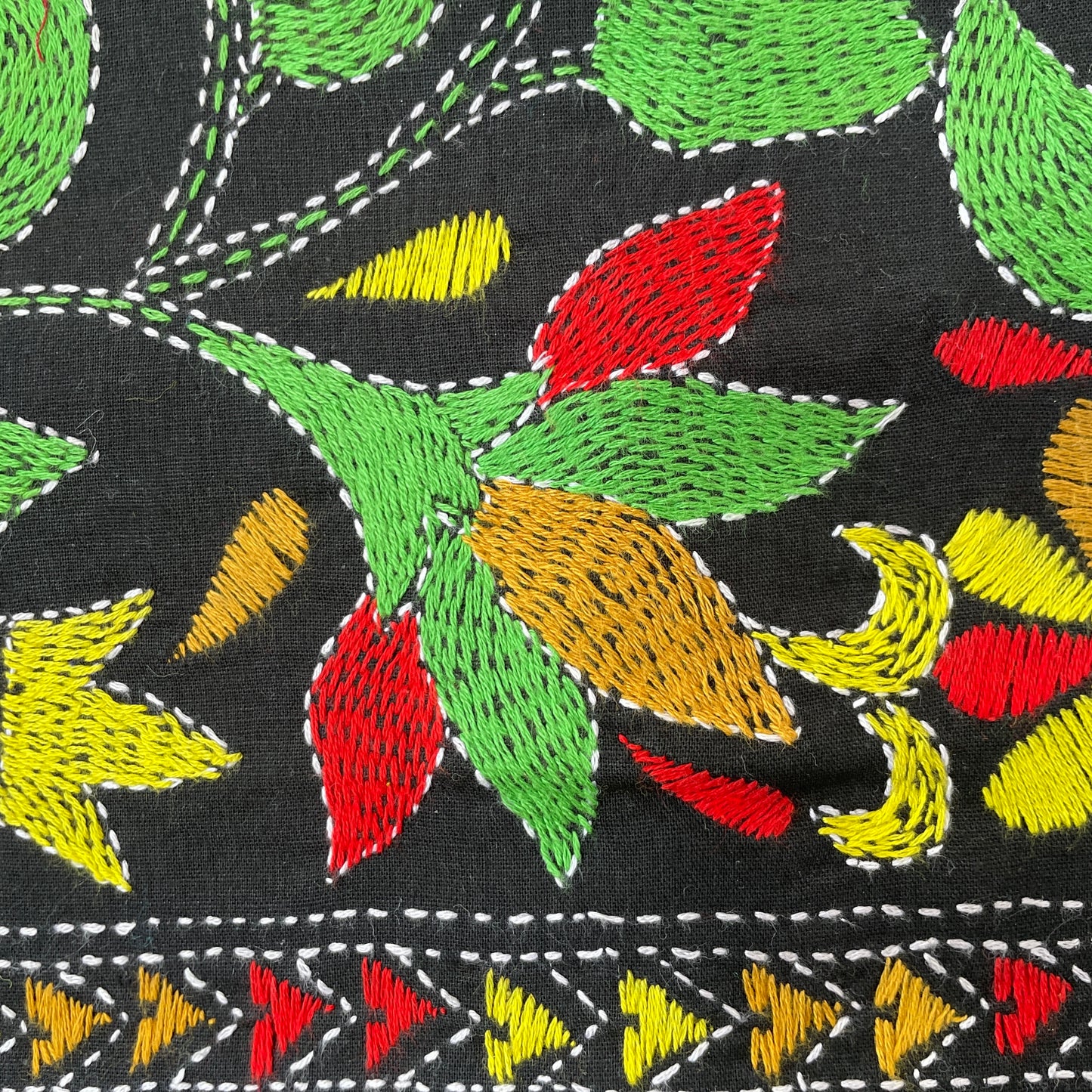 Hand Embroidered Kantha Blouse Pieces - Black, Green, Pink, Yellow,