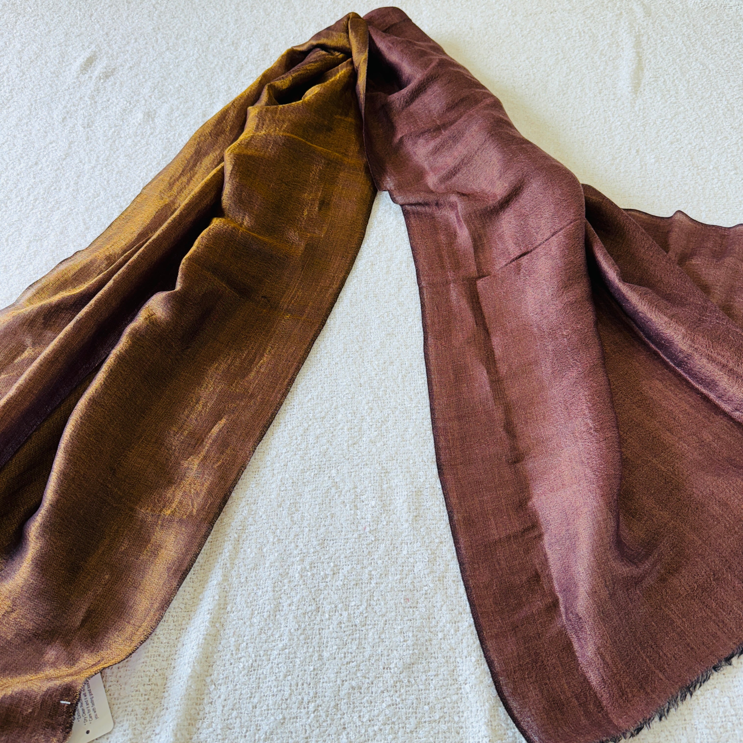 Pashmina Fine Wool Reversible Stole - Metalic Gold and Light Wine Colour